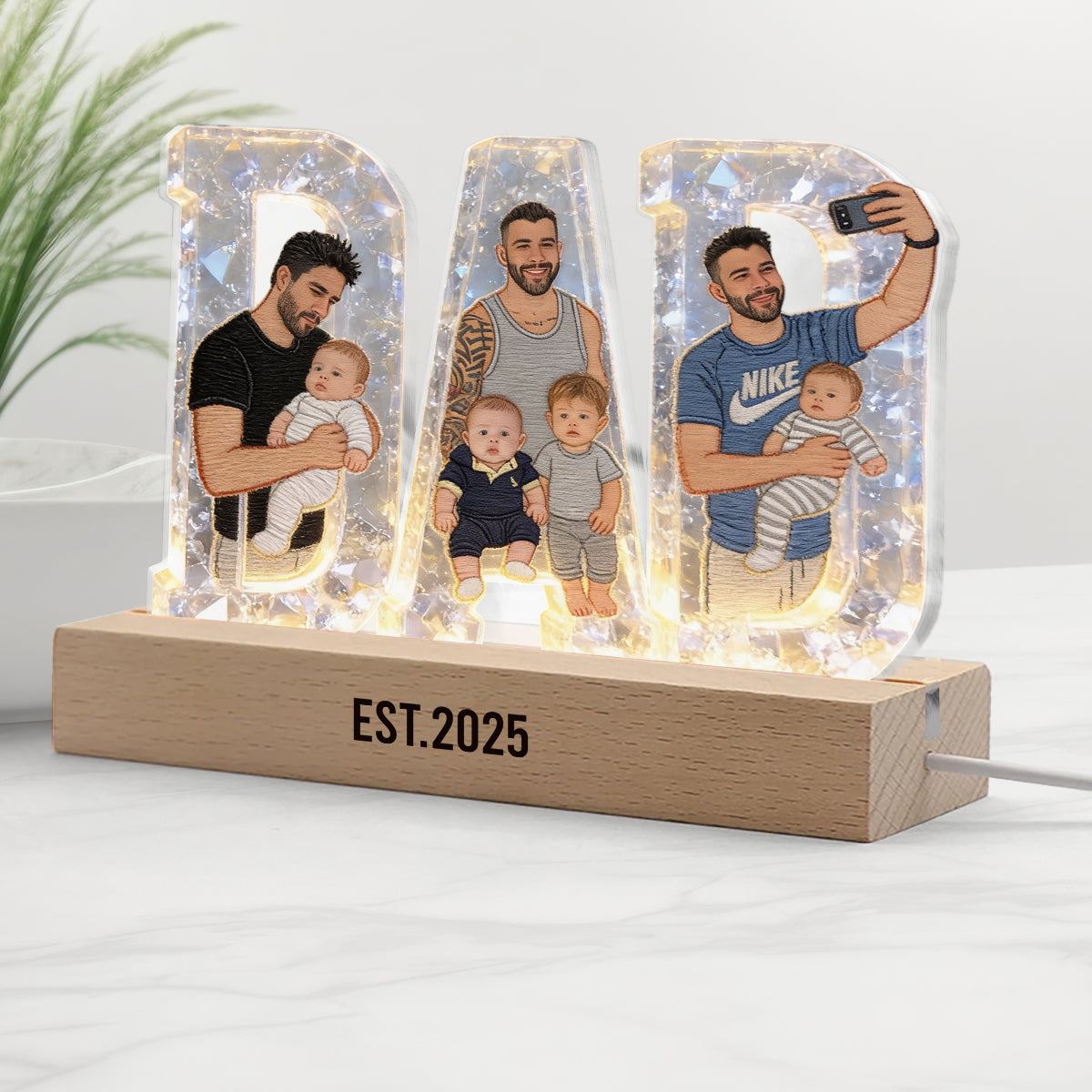 Best Dad Ever - Personalized Father Shaped Led Night Light