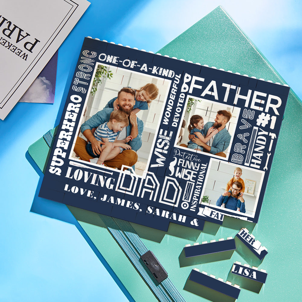 Brave Father - Personalized Father Photo Building Block Puzzle