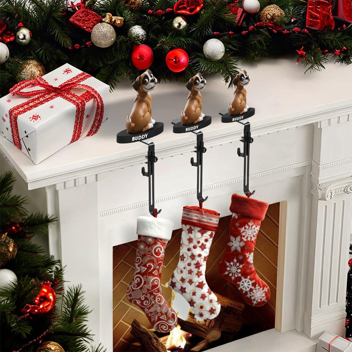 Funny Dogs - Personalized French Bulldog Dog Shaped Stocking Hanger
