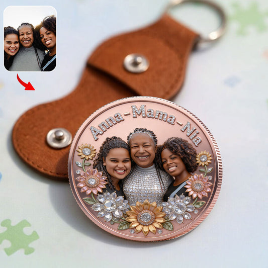 I Love You Mom Grandma - Personalized Mother Pocket Coin Keychain