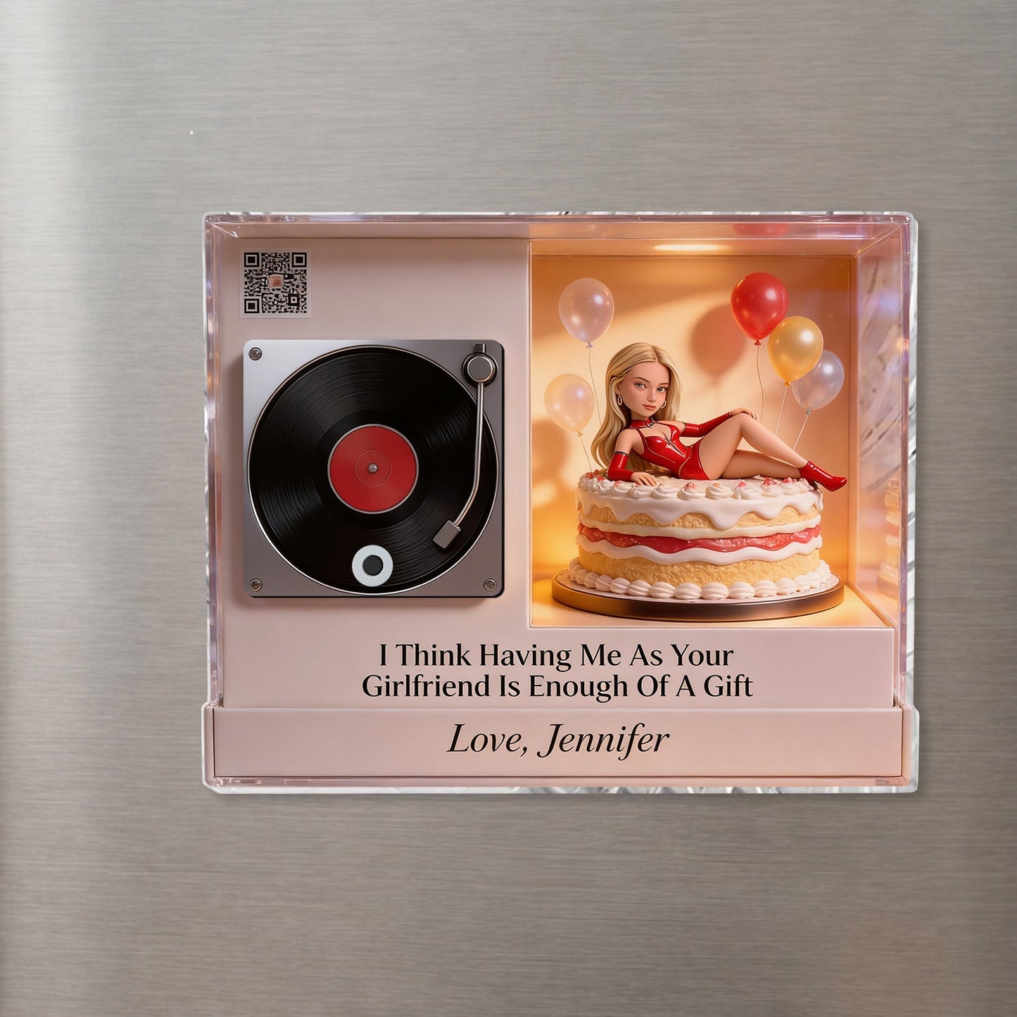 Having Me As Your Girlfriend Is Enough Of A Gift - Personalized Spicy Couple Custom Shape Music Magnet