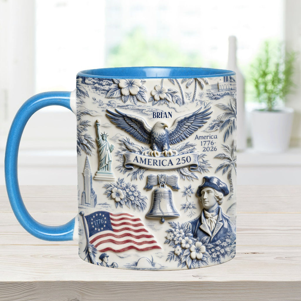 250 Years of America 1776–2026 Vintage Patriotic - Personalized Independence Day/ 4th of July Accent Mug & Coaster