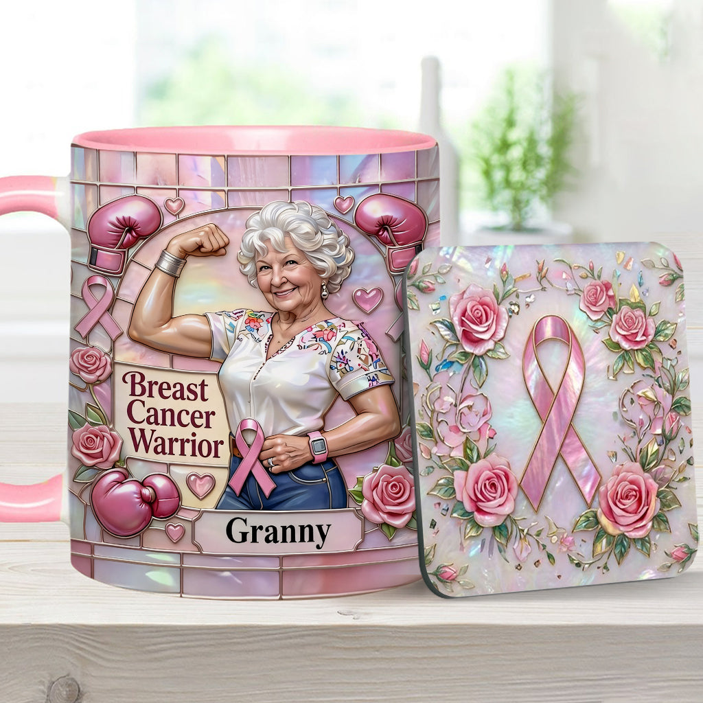 I'm A Warrior - Personalized Breast Cancer Awareness Accent Mug & Coaster