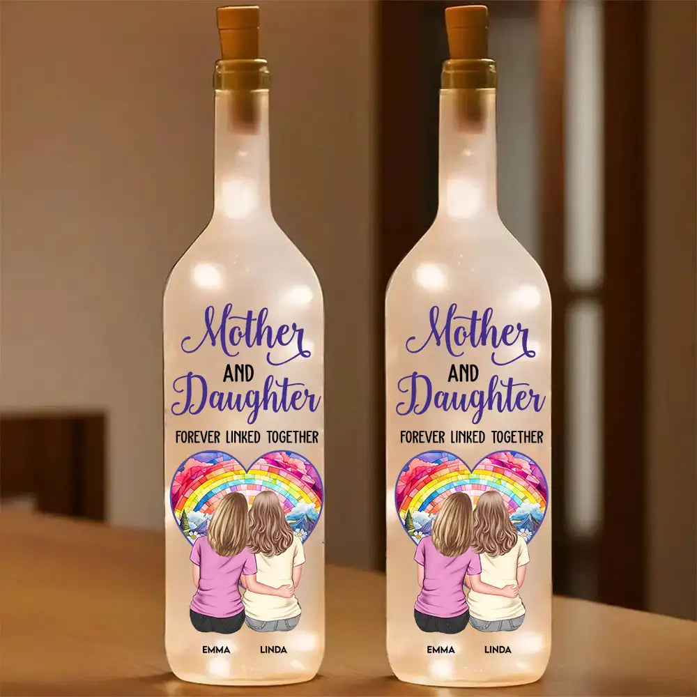 Personalized Bottle Lamp – "Mother and Daughters Forever Linked Together" Custom Light for Mom
