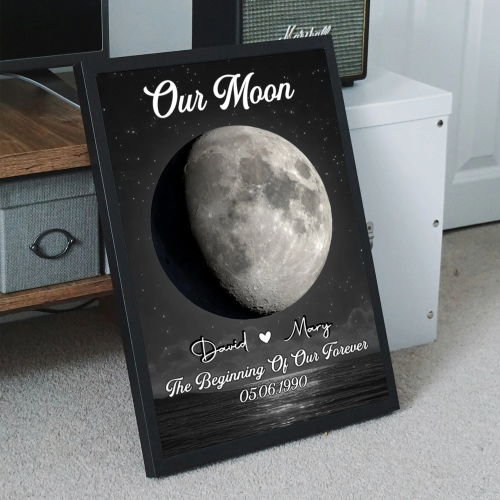 Personalized Our Moon Poster Custom Night Sky Wall Art, Romantic Keepsake Decor, Unique Gift for Couple