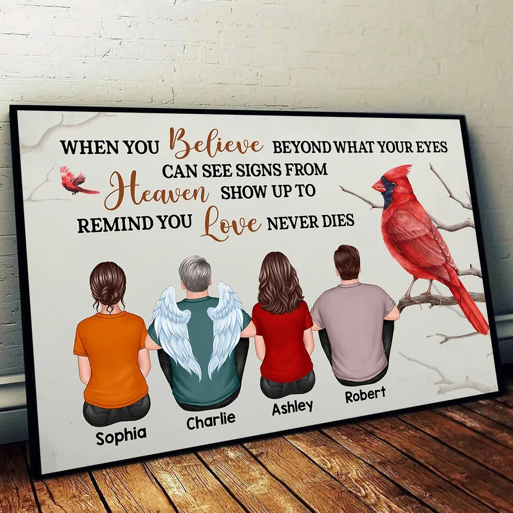 Memorial Poster with Cardinal Theme, High Clarity, Thoughtful Gift for Loved One Remembrance