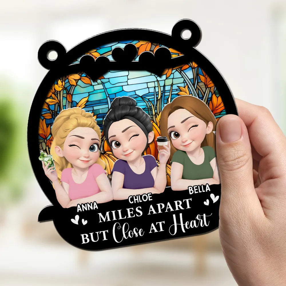Wood and Acrylic Layered Ornament with Autumn Theme, A Heartfelt Gift for Sisters by Heart