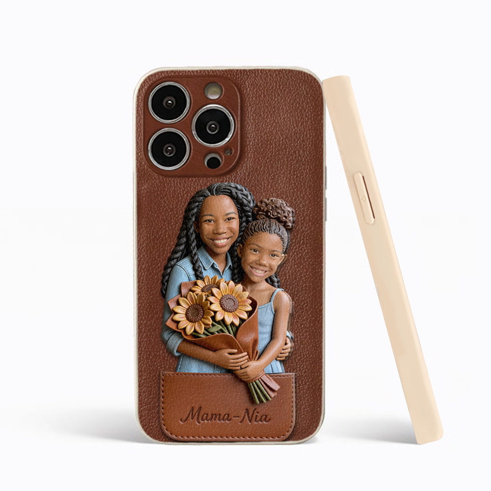 I Love You - Personalized Mother 3D Embossed Leather Phone Case