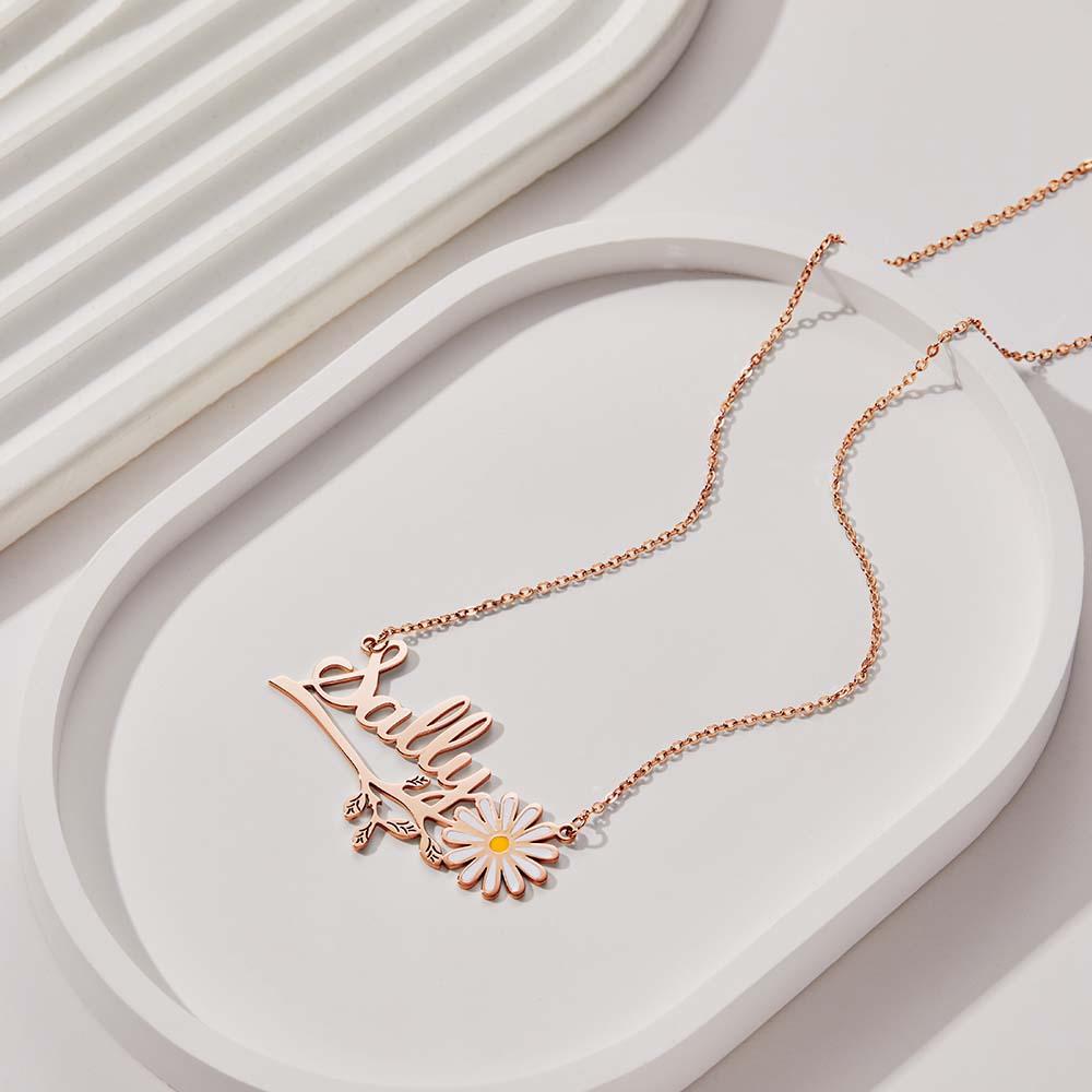 Any Name Daisy Flower - Personalized Daisy Name Necklace