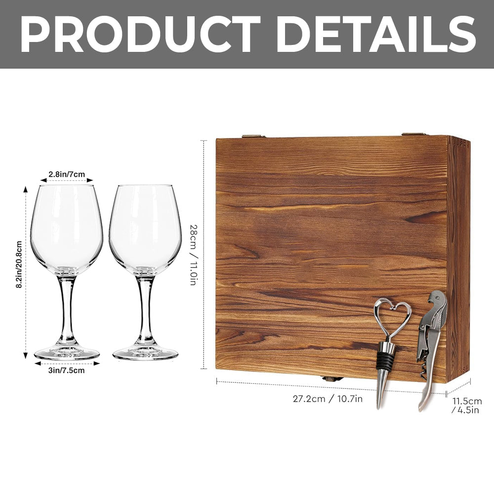 Custom Any Photo Birth Month Flower - Personalized Self Love Wine Glasses Set With Wooden Box
