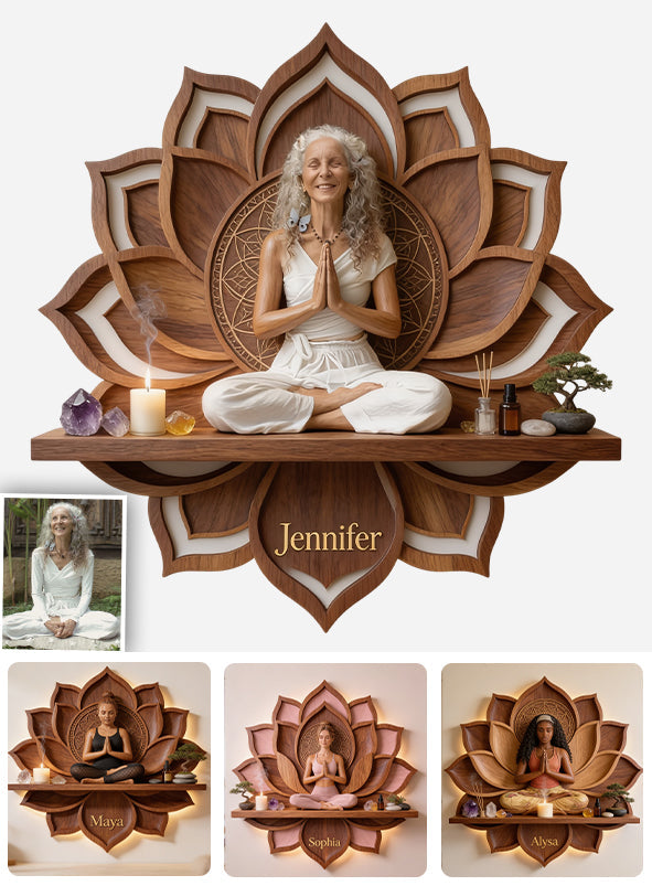 Just Breath - Personalized Yoga Wooden Floating Shelf