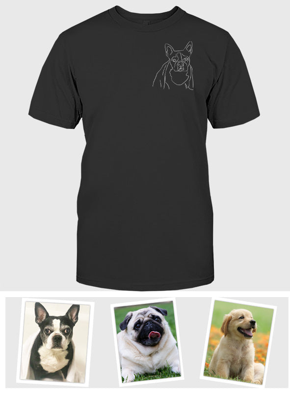 Custom Line Art - Personalized Dog Embroidered T-shirt