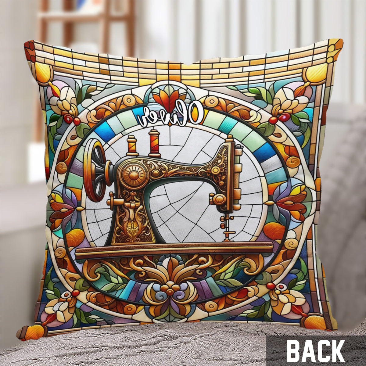Colorful Sewing Machine - Personalized Sewing Throw Pillow