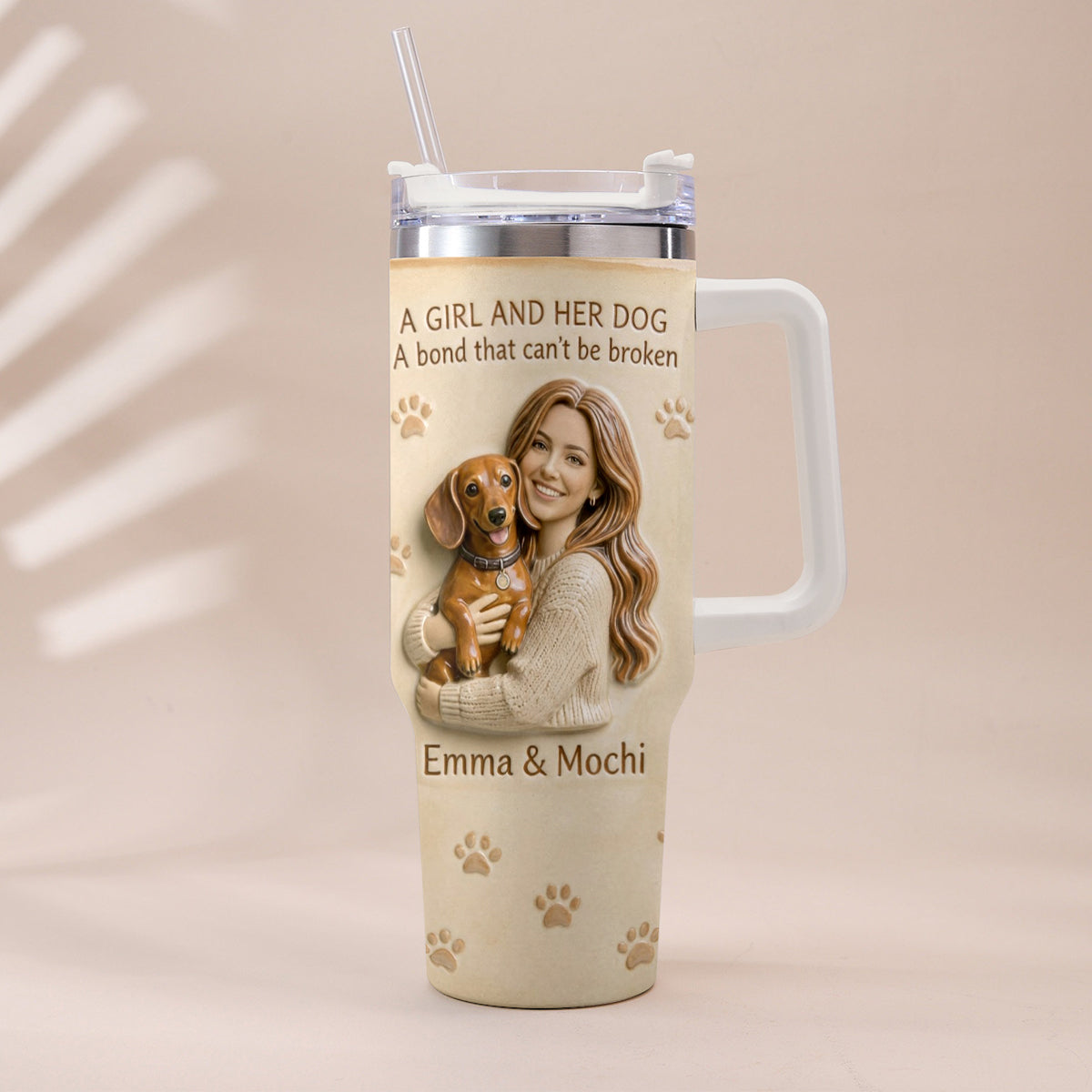 Always By My Side - Personalized Dog Tumbler With Plush Charm