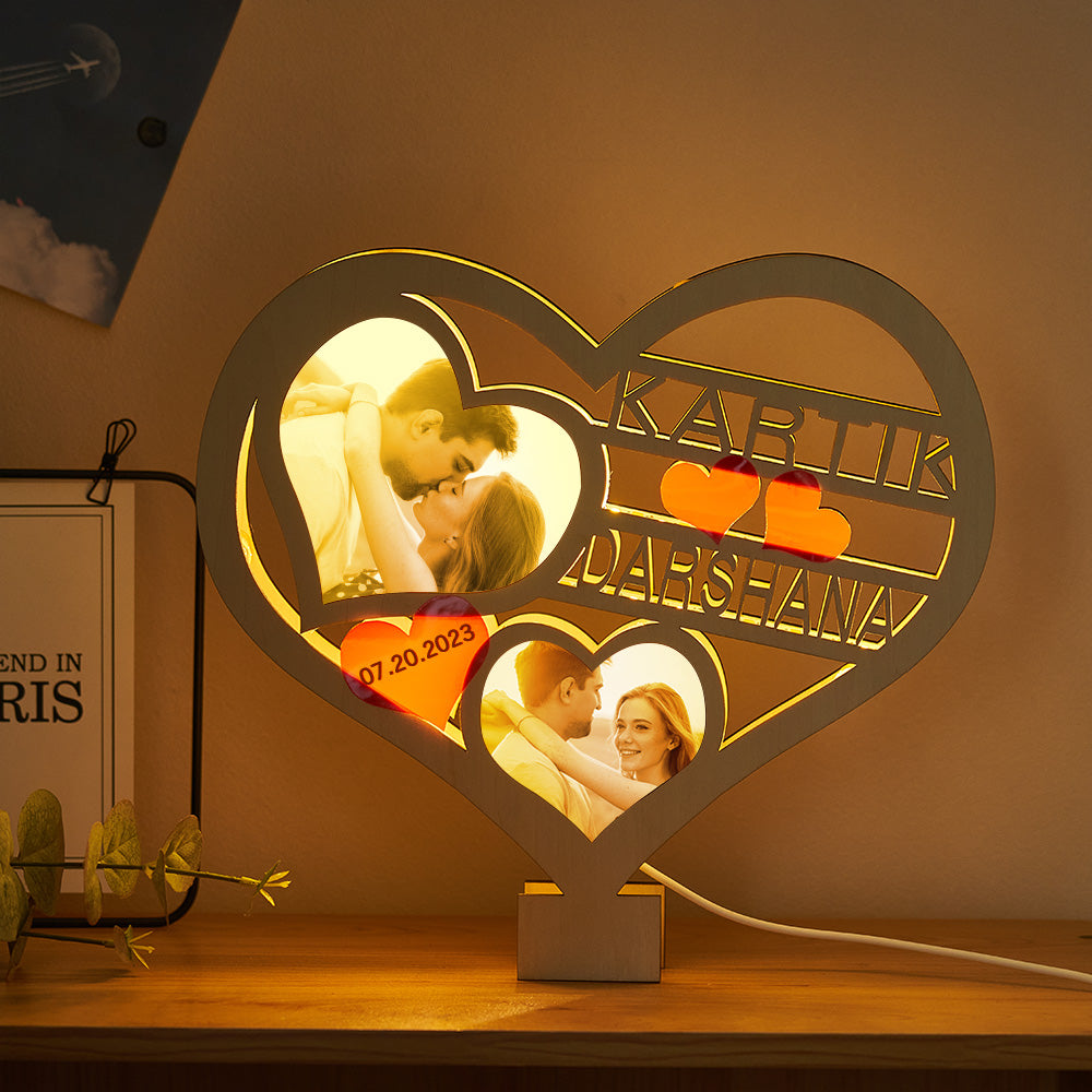 Custom Heart Photo Heart Photo Lamp - gift for husband, wife, girlfriend, boyfriend - Personalized Lamp