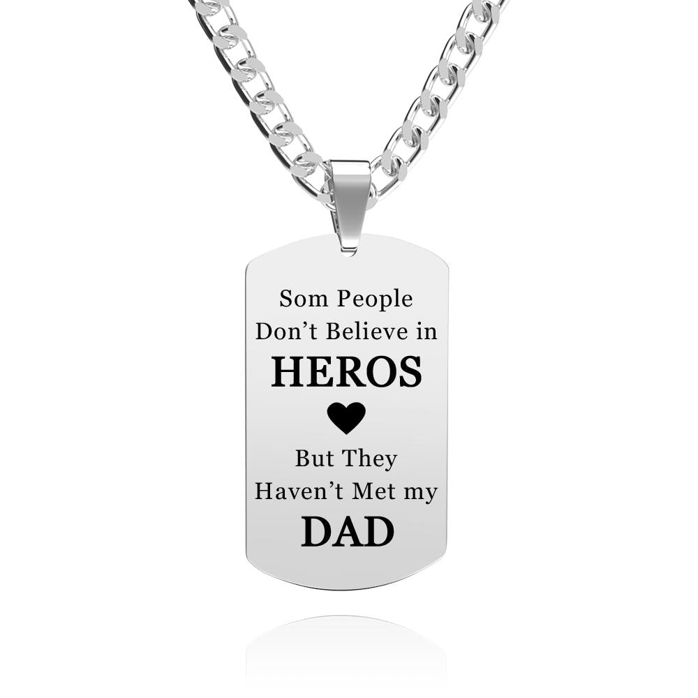 My Hero - Personalized Father Mens Dog Tag Photo Necklace