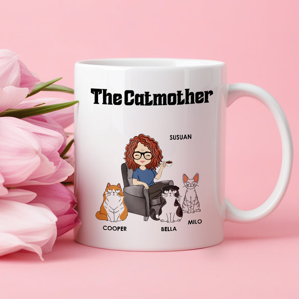 Personalized Beer Glass for Cat Dad – The Catfather Design with Cute Cats – Father's Day Gift for Pet Lovers