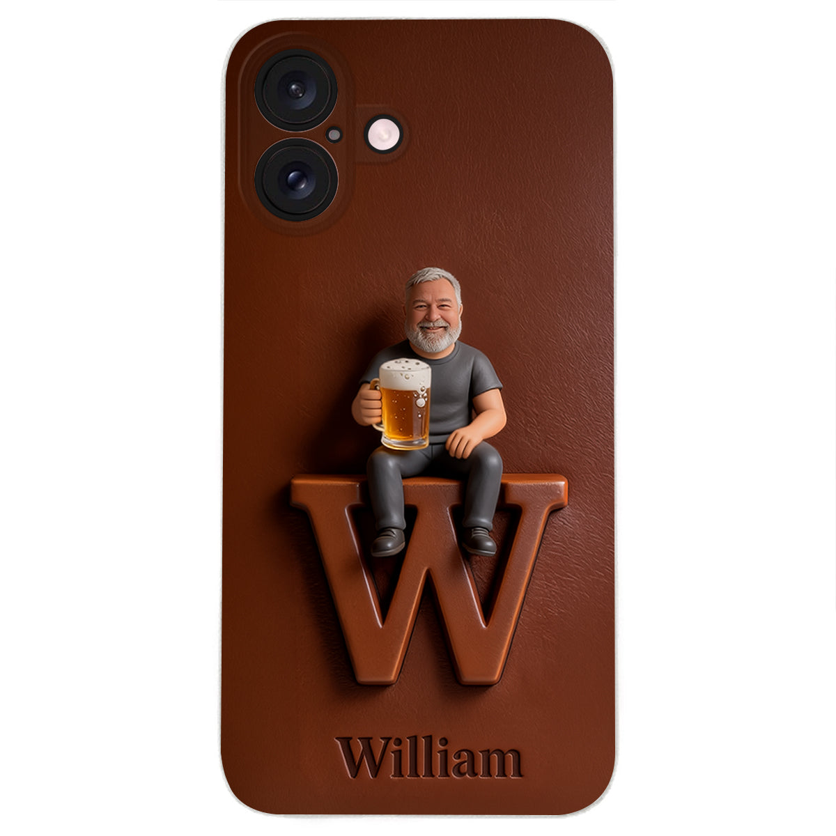 Custom Any Photo - Personalized Beer 3D Embossed Leather Phone Case