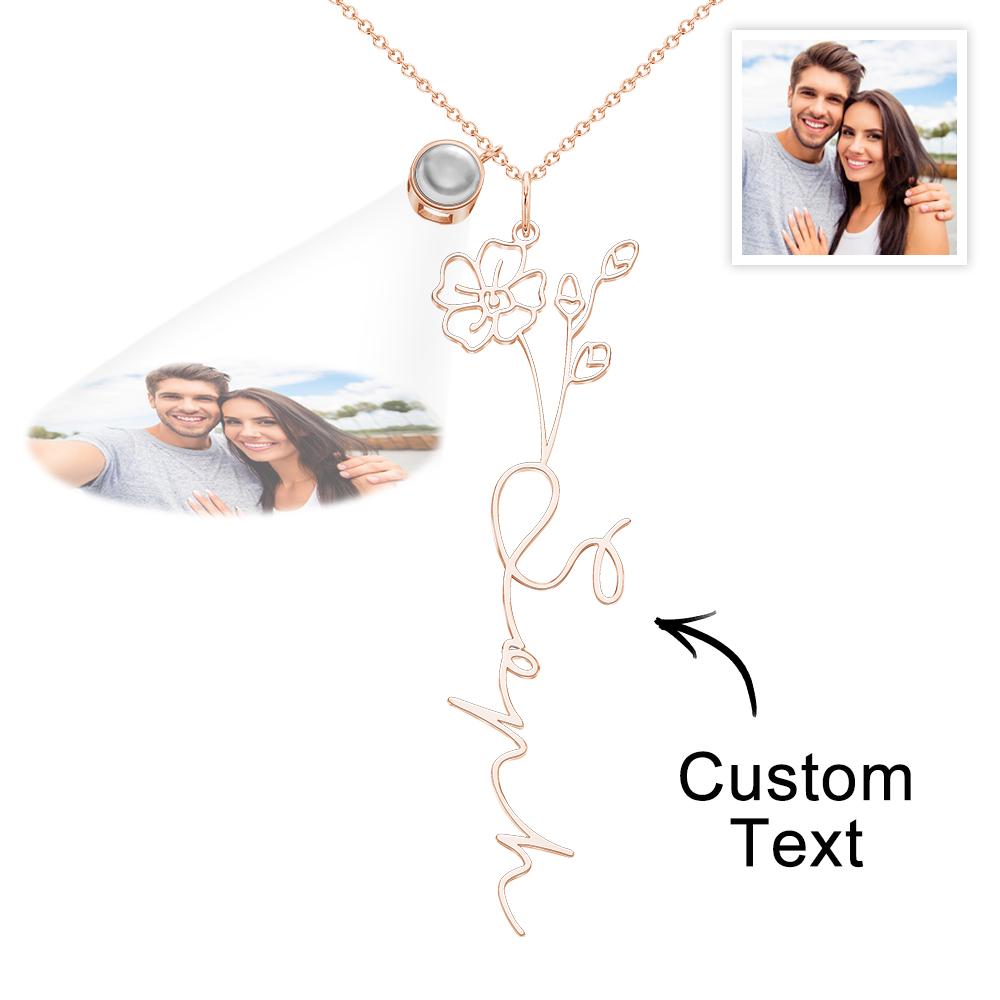 Birth Flower Photo Projection Charm - gift for anyone, who lost a loved one - Personalized Birth Flower Photo Projection Charm