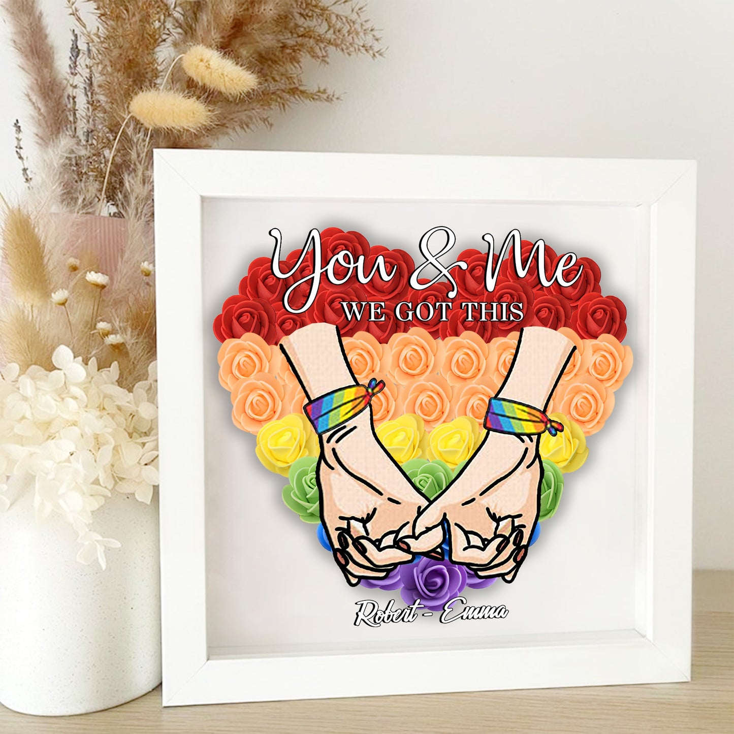 We Got This - Personalized LGBT Support Custom Shaped Flower Shadow Box