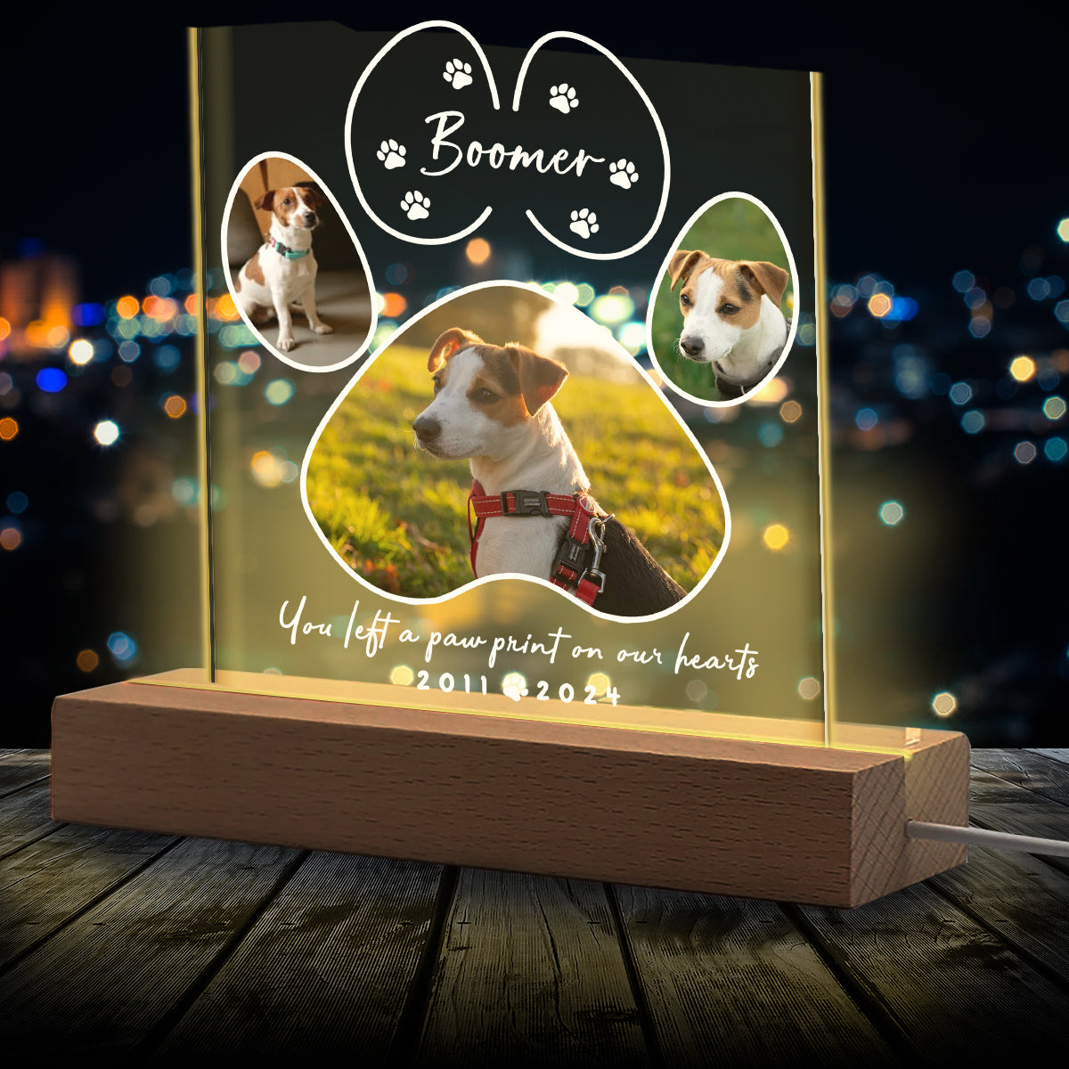 You Left A Paw Print - Personalized Dog Shaped Led Night Light