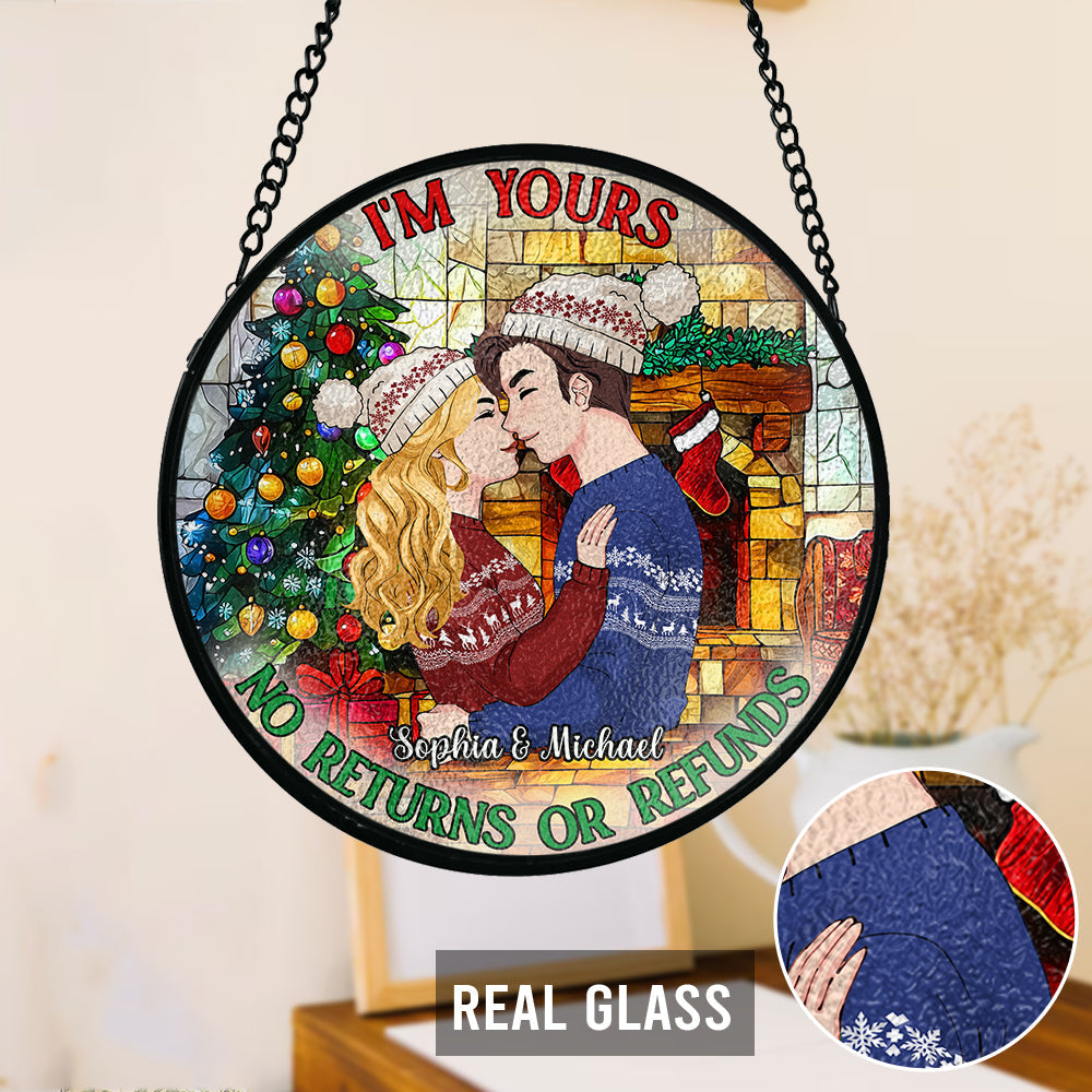 No Returns Or Refunds - Personalized Couple Stained Glass Suncatcher