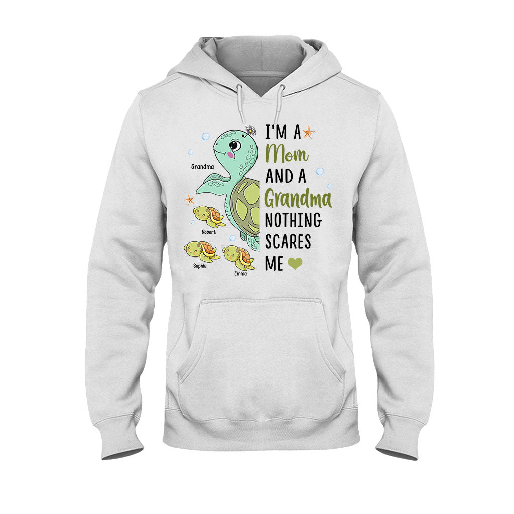 Nothing Scares Me Grandma Turtle Version - Personalized Grandma T-shirt And Hoodie