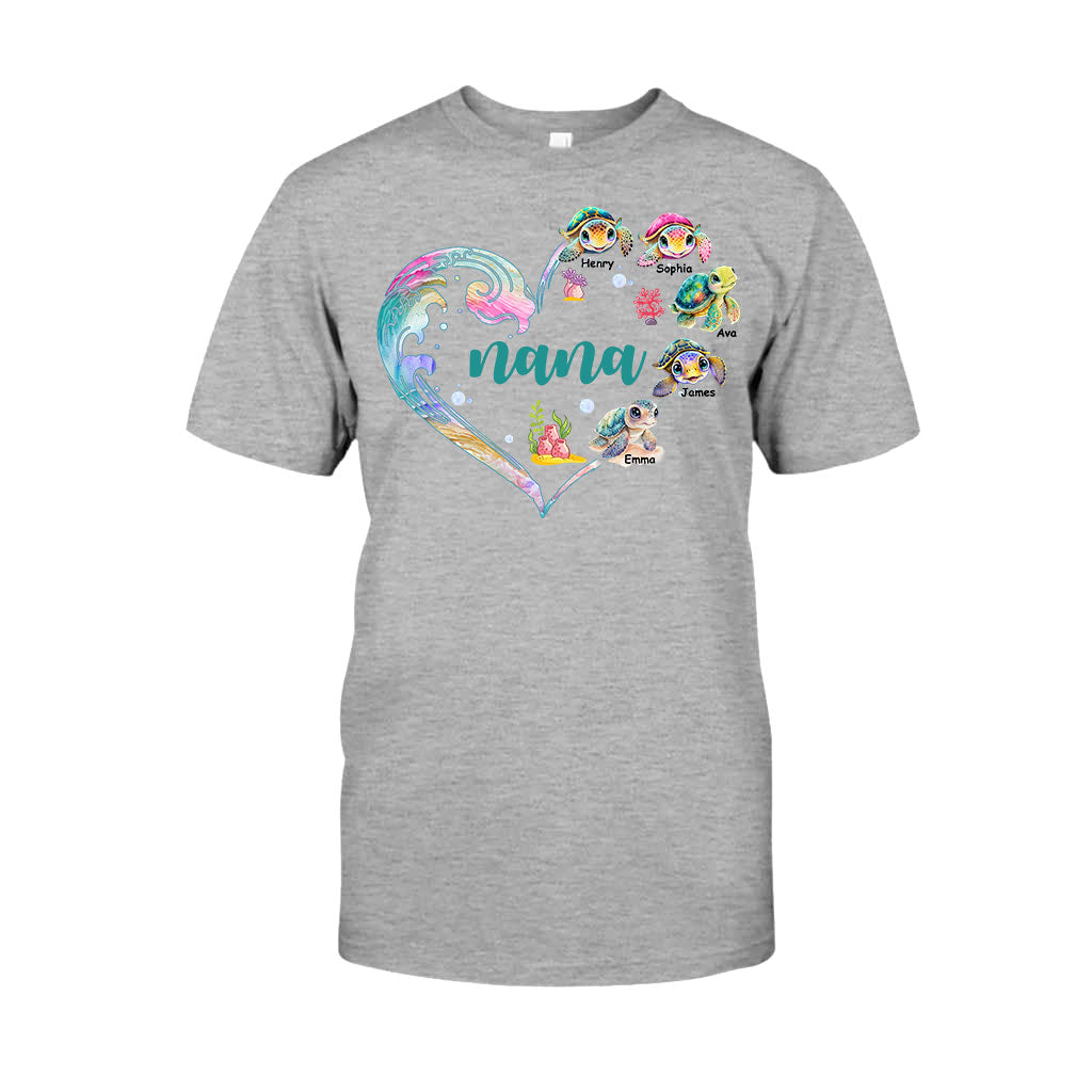 Nana's Little Turtle - Personalized Grandma T-shirt And Hoodie