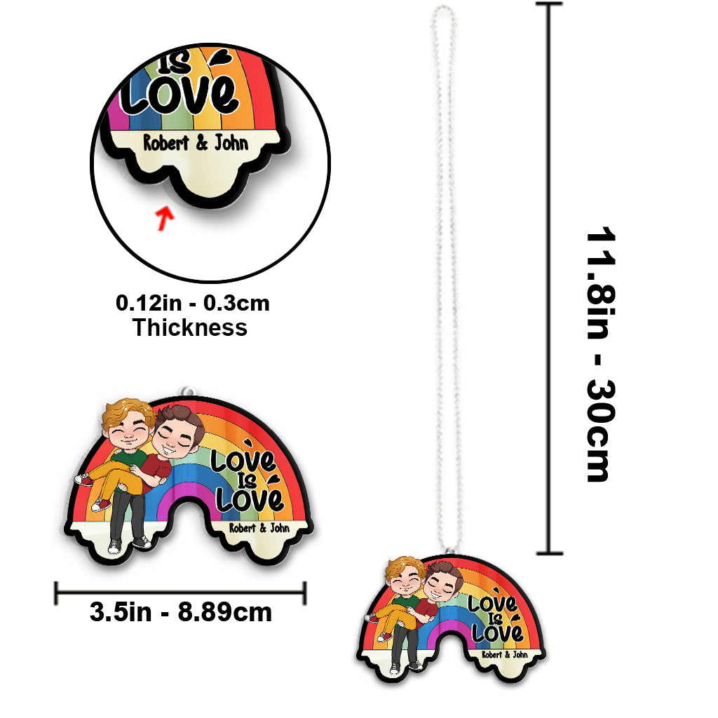 Love Is Love - Personalized LGBT Support Transparent Car Ornament