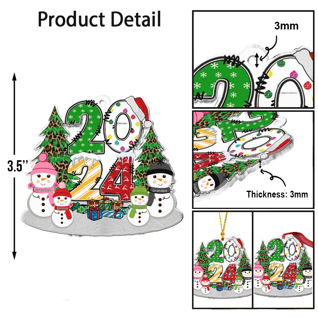 Lovely Snowman Grandkids - Personalized Grandma Custom Shaped Ornament