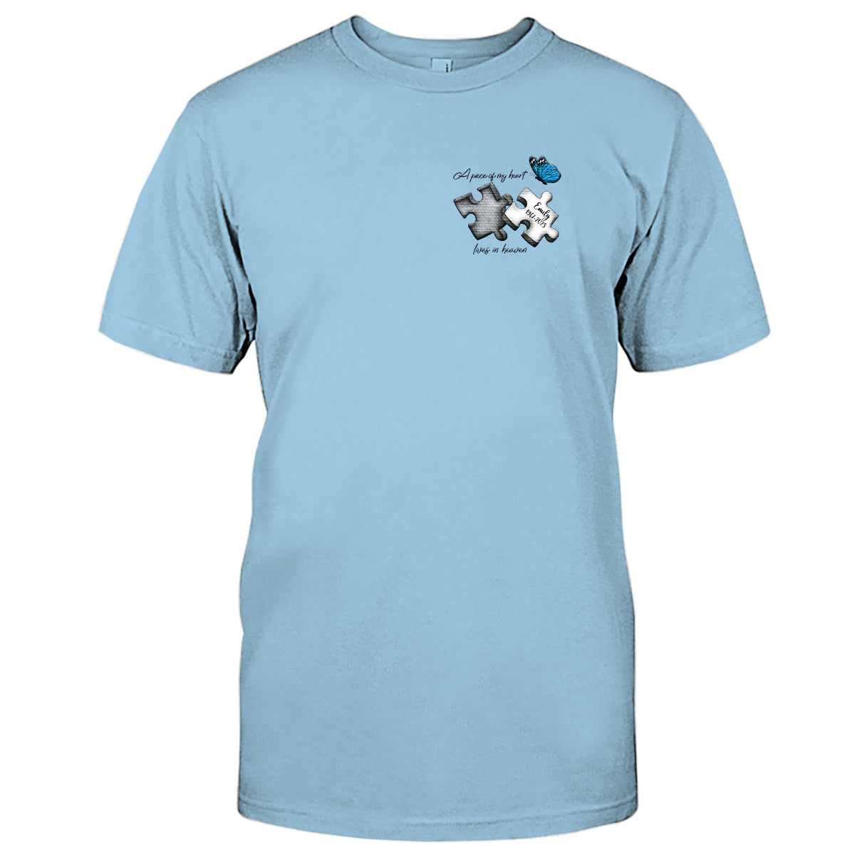 Memorial Butterfly Dragonfly Heaven Feather - Personalized Memorial Embroidered T-shirt