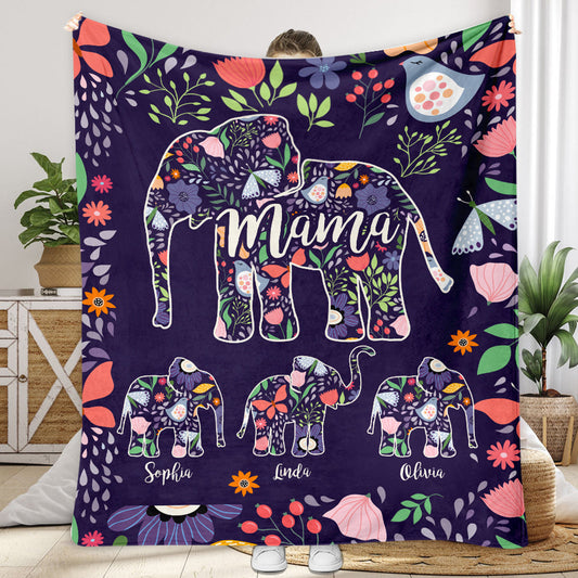 Elephant Mom - Personalized Mother Blanket