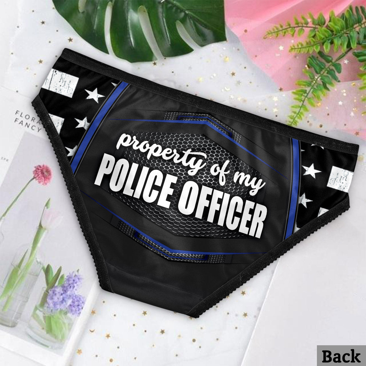 Property Of My Police Officer - Personalized Police Officer Lace Border Women Briefs