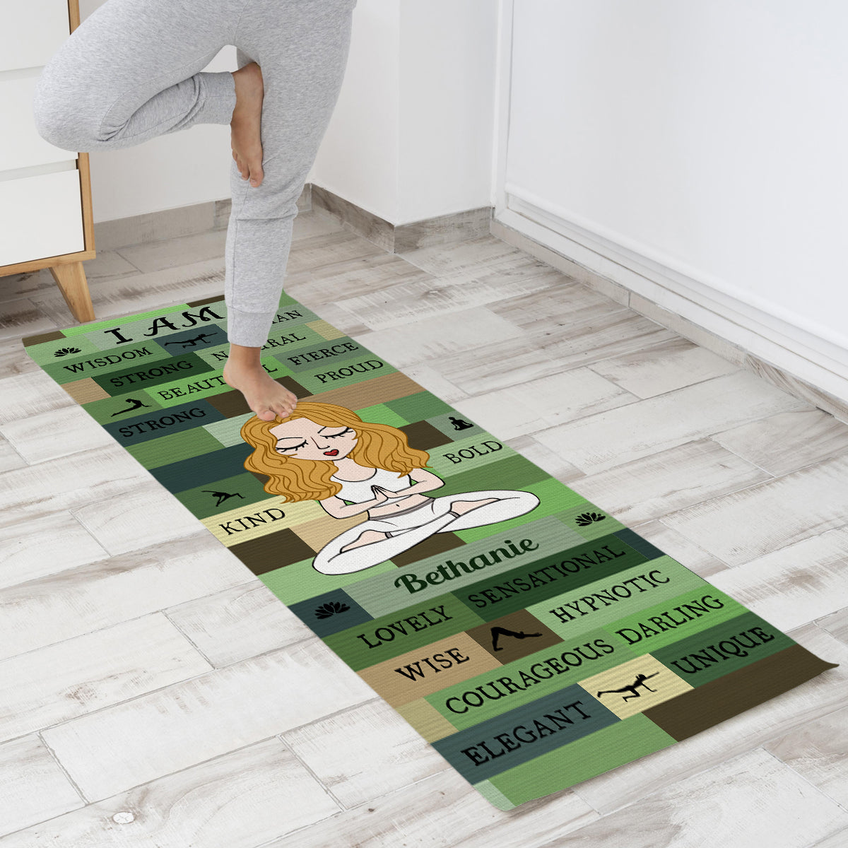 Yoga Girl I Am Bold Green - Personalized Yoga Yoga Mat
