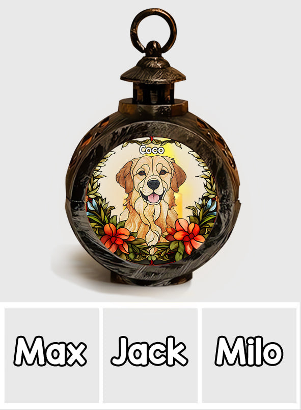 Pet Custom Stainglass - Personalized Dog Round Lantern With Light