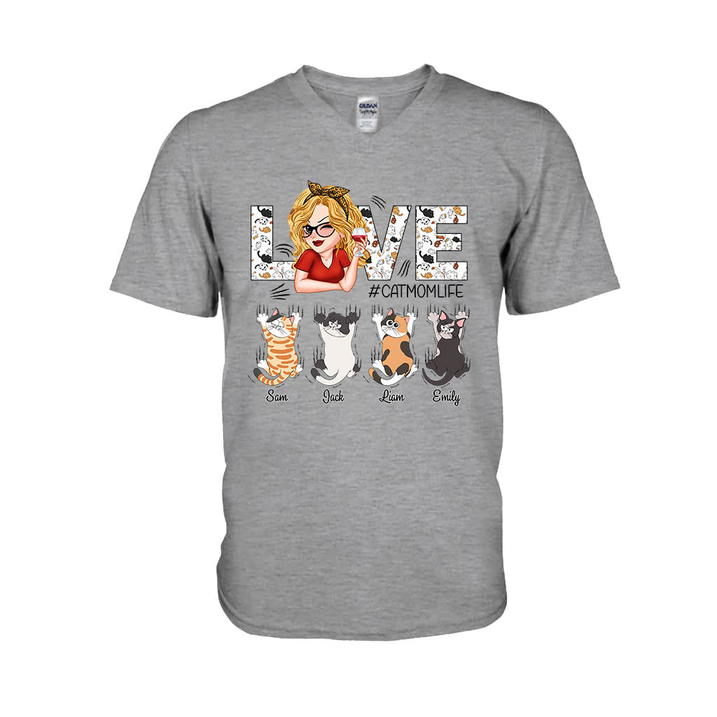 Love Cat Mom Life - Personalized Cat T-shirt And Hoodie