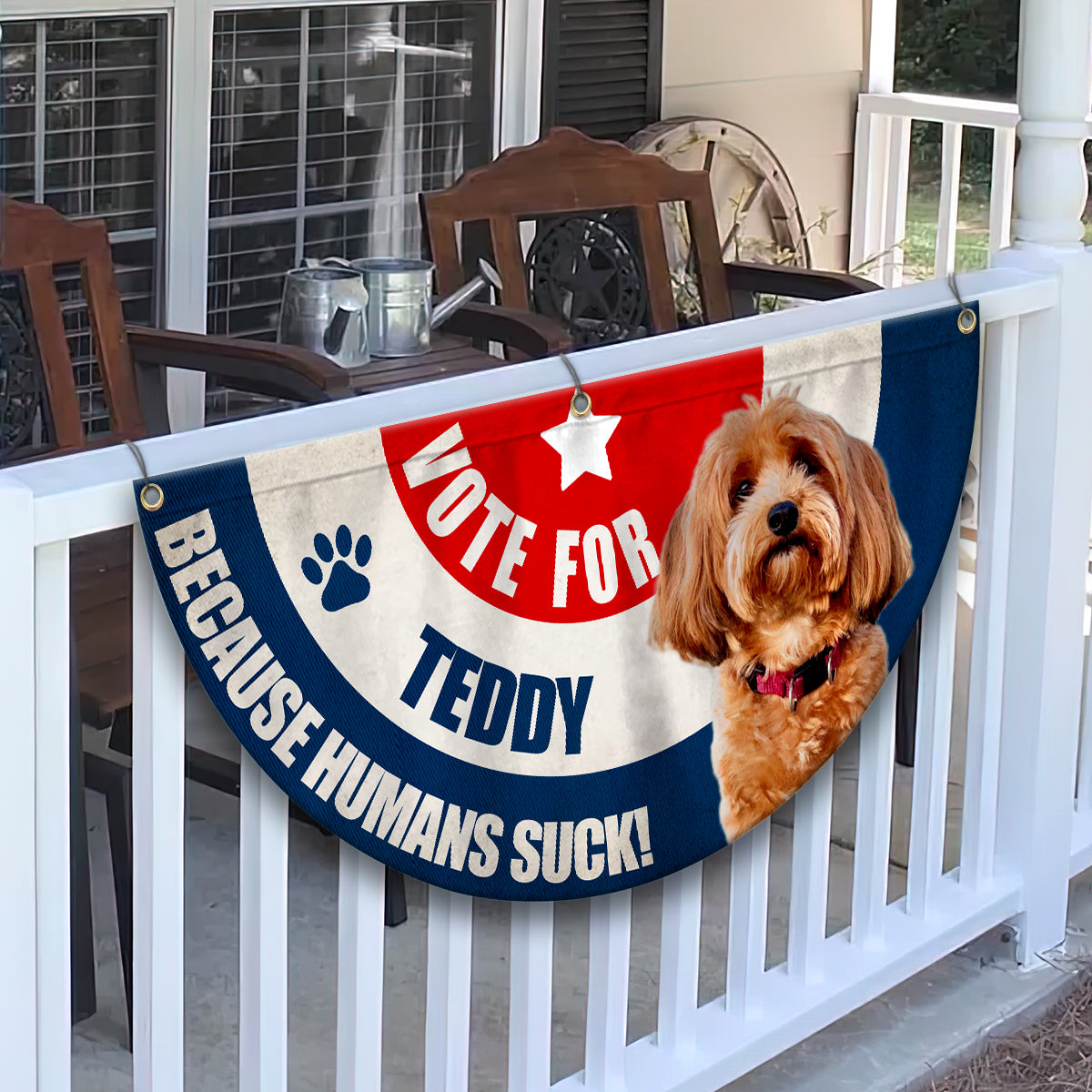 Vote For My Fur Baby Any Photo - Personalized Dog Pleated Fan Flag