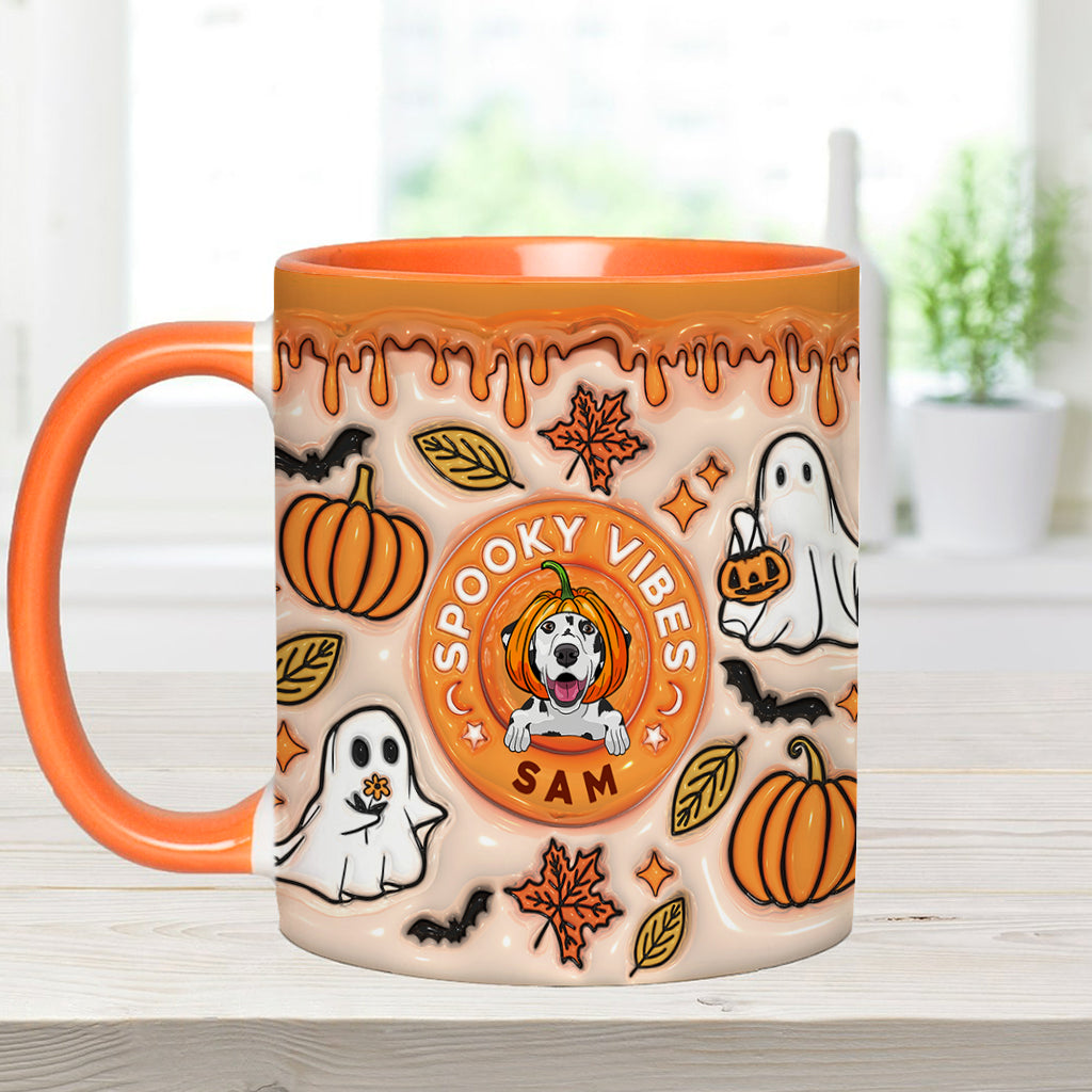 Spooky Vibes Ghost Fall - Personalized Dog Accent Mug