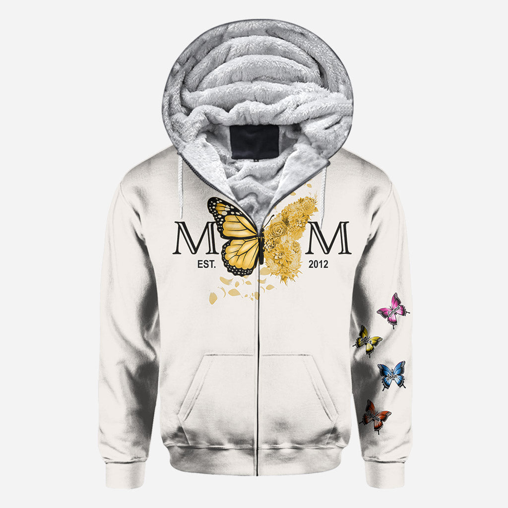 Mom Est. Any Year Botanical Butterfly - Personalized Mother All Over Shirt