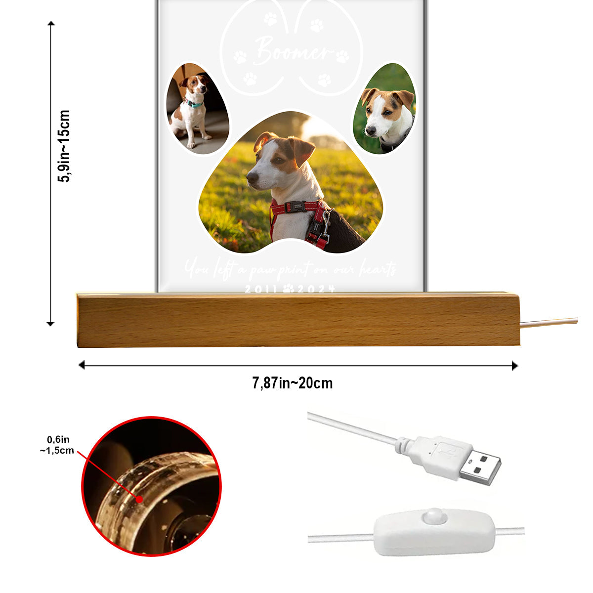 You Left A Paw Print - Personalized Dog Shaped Led Night Light