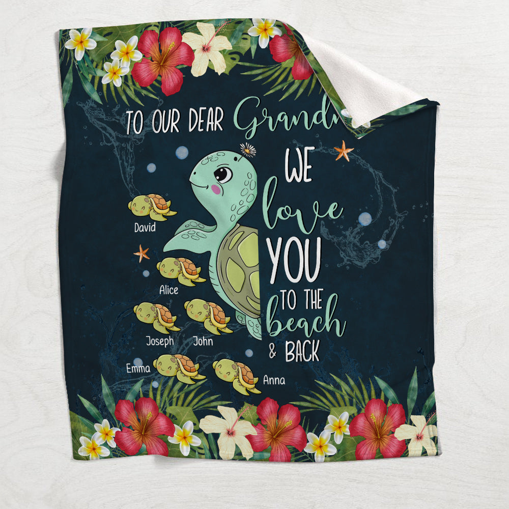 We Love You To The Beach And Back - Personalized Grandma Blanket