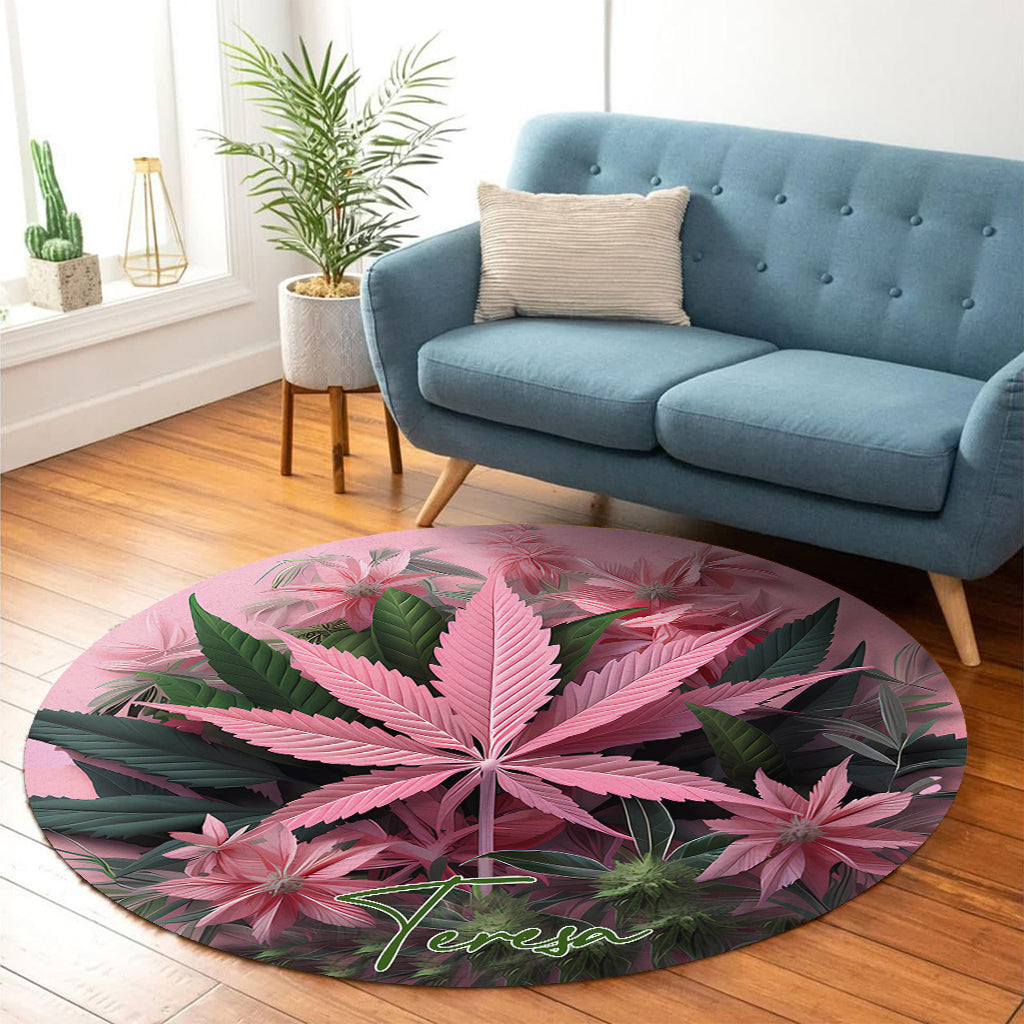 Pink In My Area - Personalized Weed Round Rug