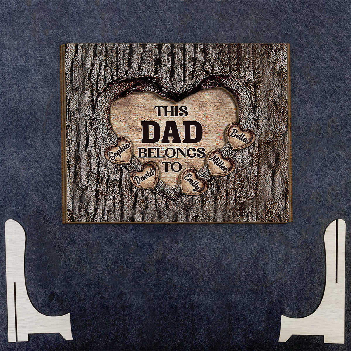 This Dad Mom Grandma Grandpa Belongs To Wooden Heart - Personalized Father 2 Layered Wood Sign / Wood Plaque