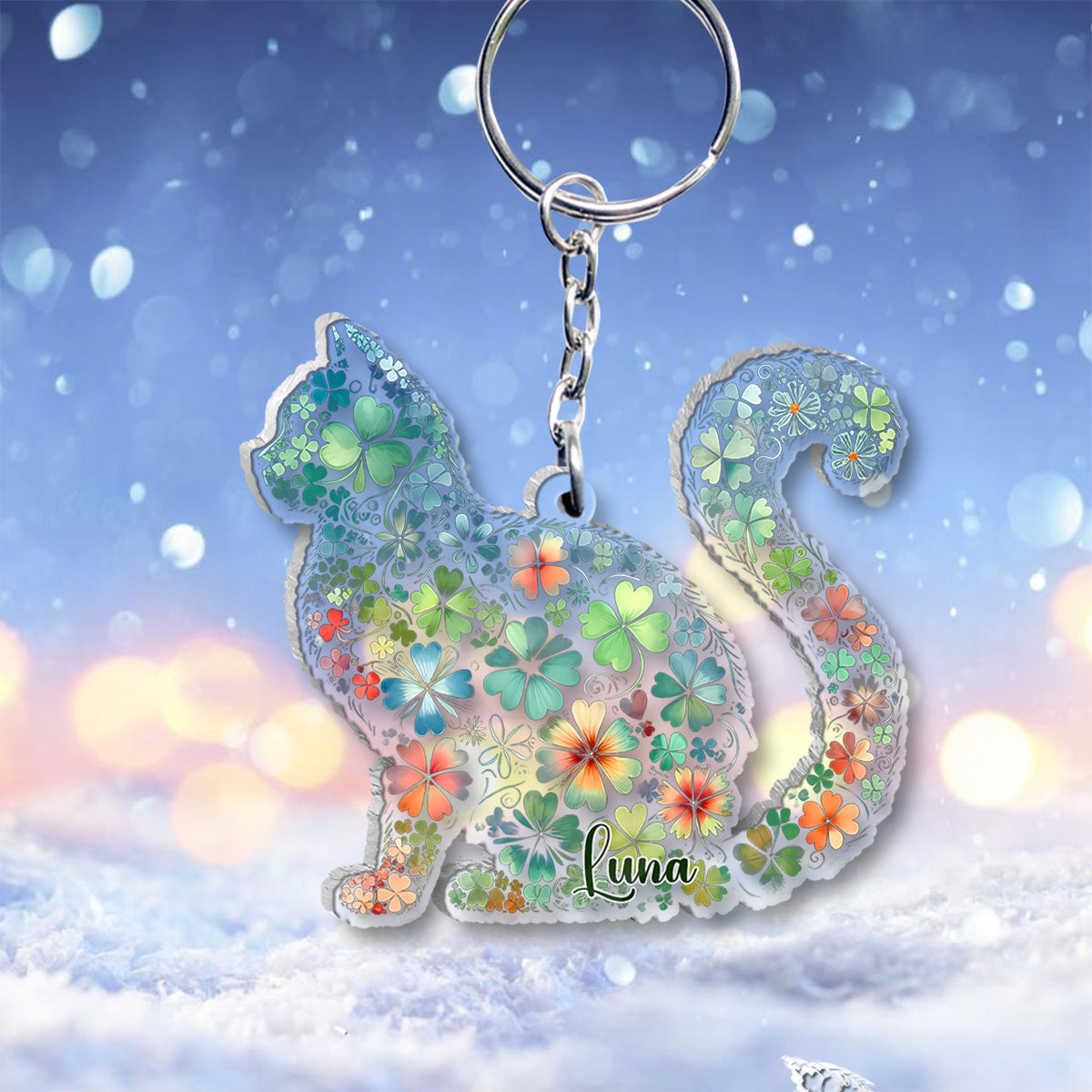 Lucky Cat - Personalized Cat Keychain