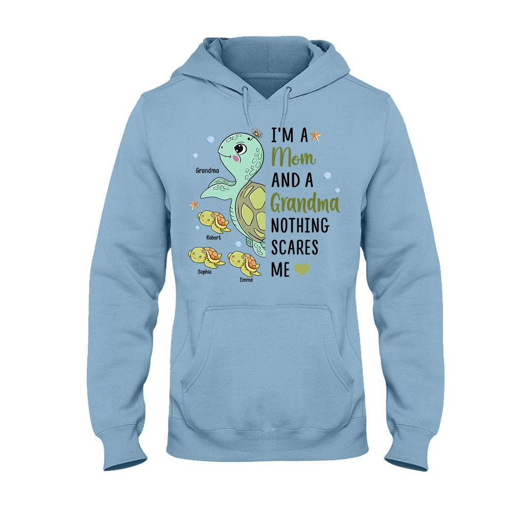 Nothing Scares Me Grandma Turtle Version - Personalized Grandma T-shirt And Hoodie