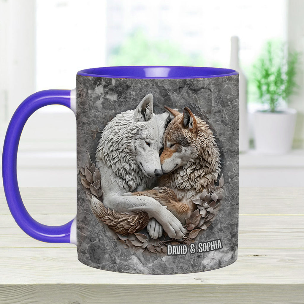 Wolf Couple - Personalized Wolf Accent Mug