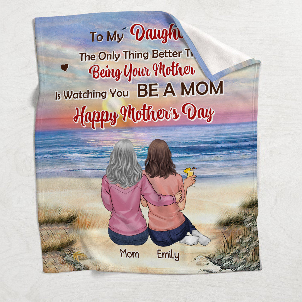 To My Daughter Vintage Tropical Sunset - Personalized Daughter Blanket