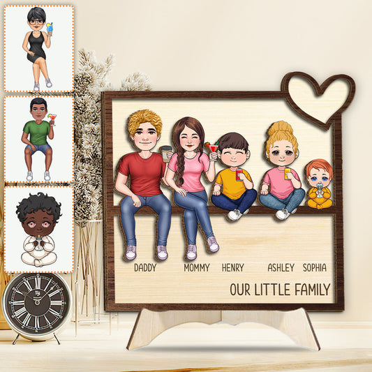 Our Little Family - Personalized Family 2 Layered Wood Sign / Wood Plaque