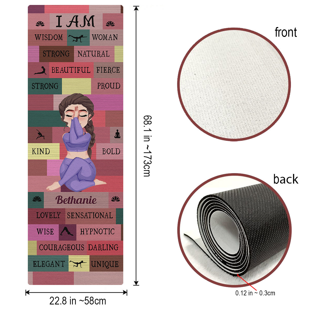 Yoga Girl I Am Bold Pink - Personalized Yoga Yoga Mat