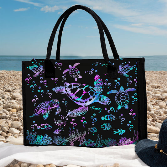 Sea Turtles - Personalized Turtle Canvas Tote Bag